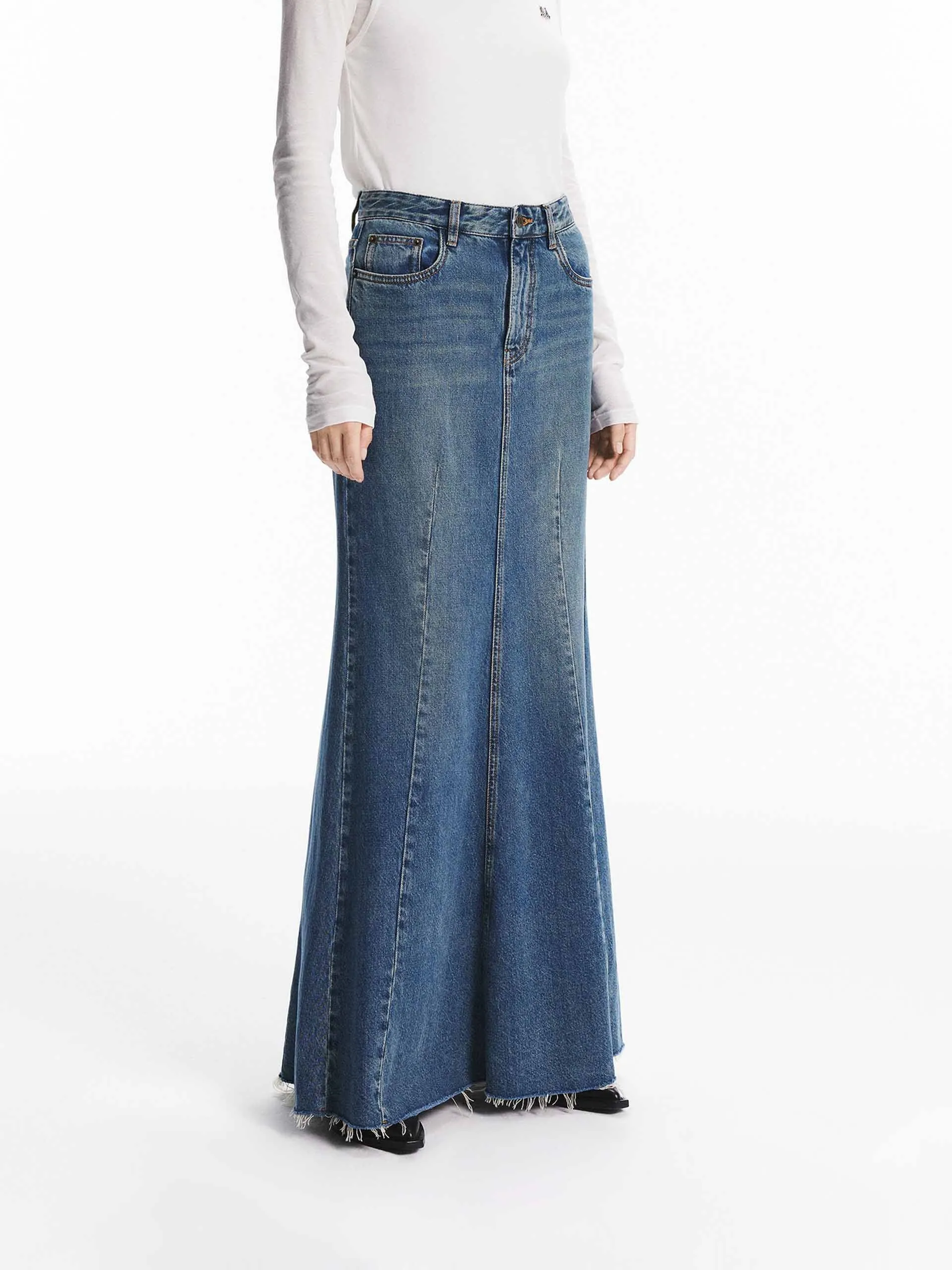 Denim Mermaid Maxi Skirt sold by Mo&Co product image thumbnail 3