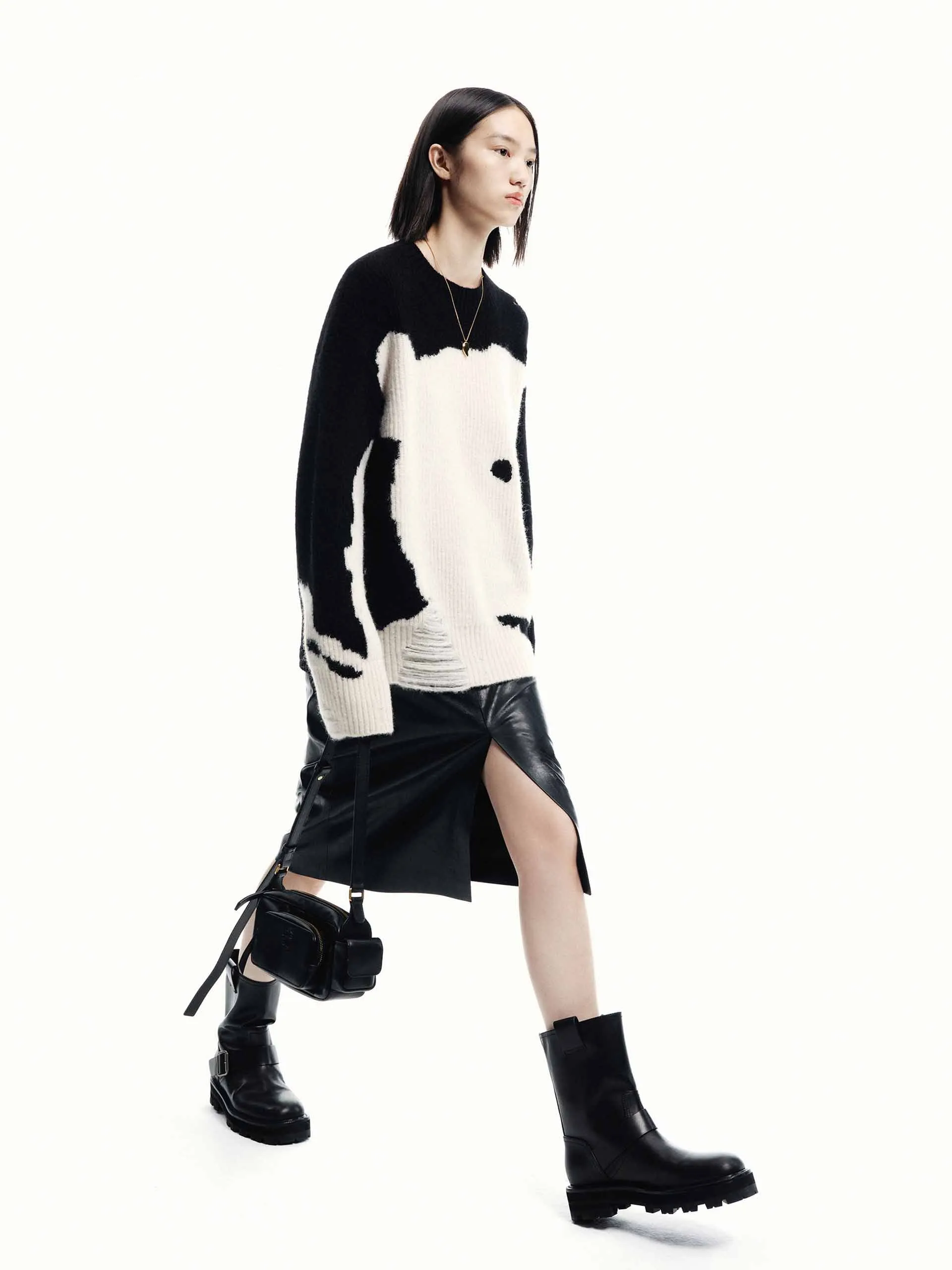 Front Slit Midi Leather Skirt sold by Mo&Co product image thumbnail 2