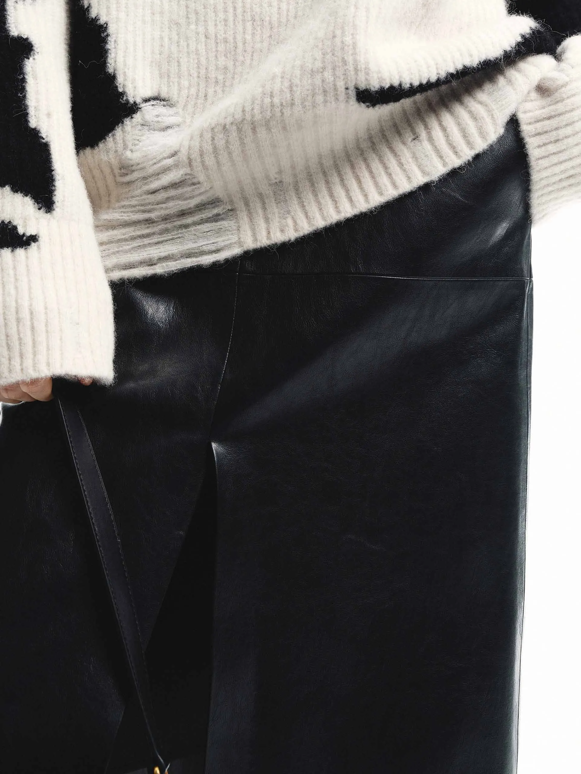 Front Slit Midi Leather Skirt sold by Mo&Co product image thumbnail 5