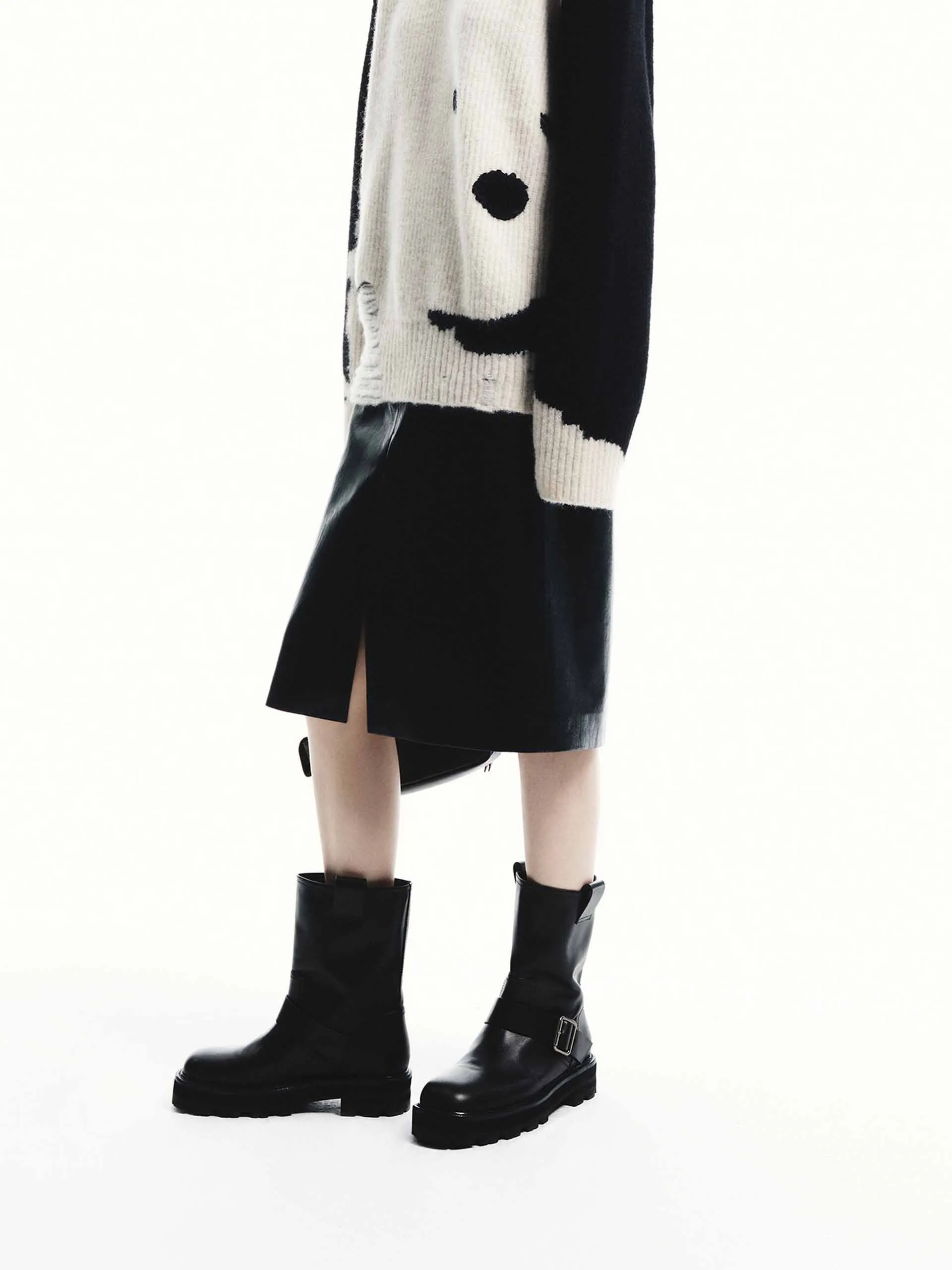 Front Slit Midi Leather Skirt sold by Mo&Co product image thumbnail 3