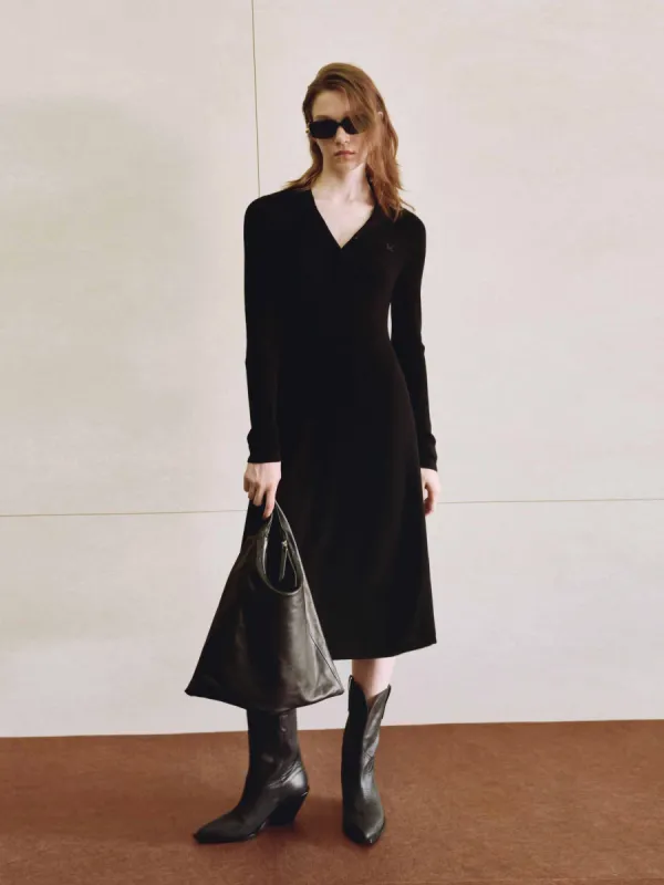 Virgin Wool Midi Knit Dress sold by Mo&Co