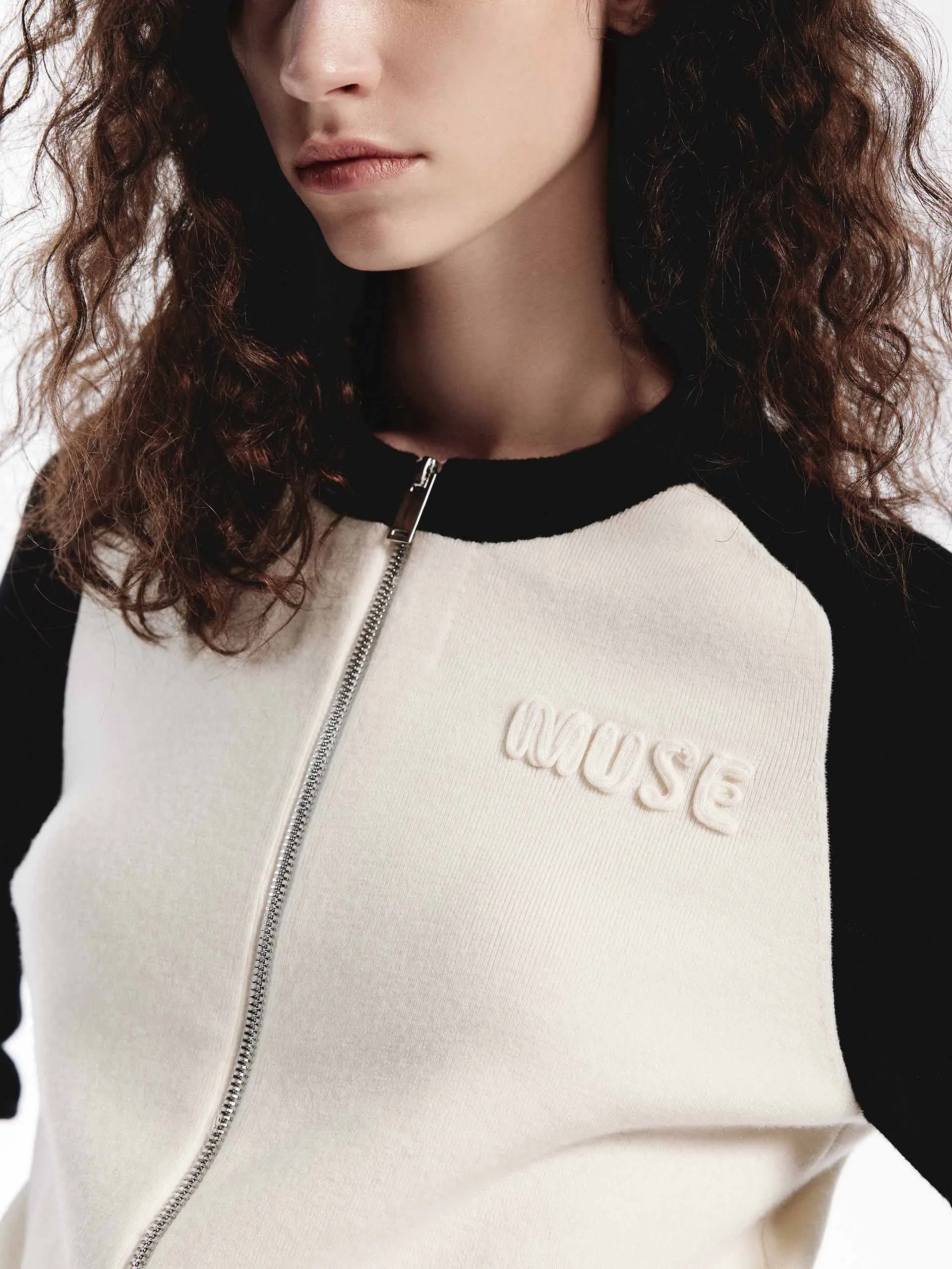 Color Block Zipper Cardigan sold by Mo&Co product image thumbnail 5