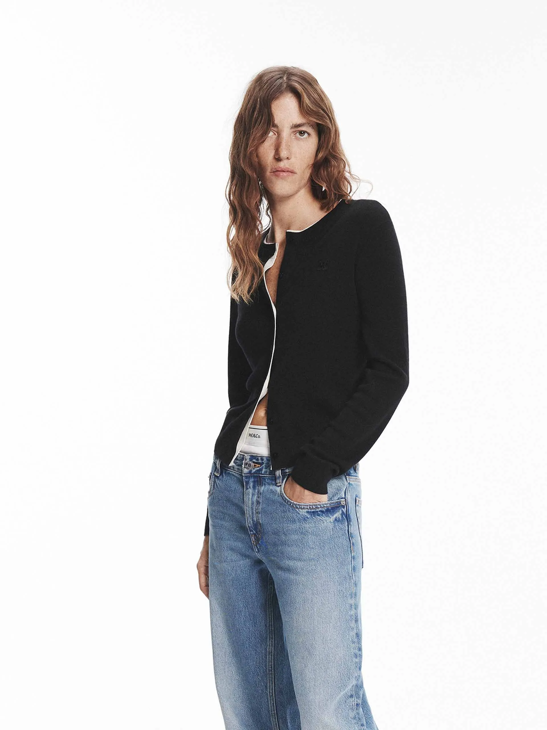 Layered Detail Knitted Cardigan sold by Mo&Co product image thumbnail 3