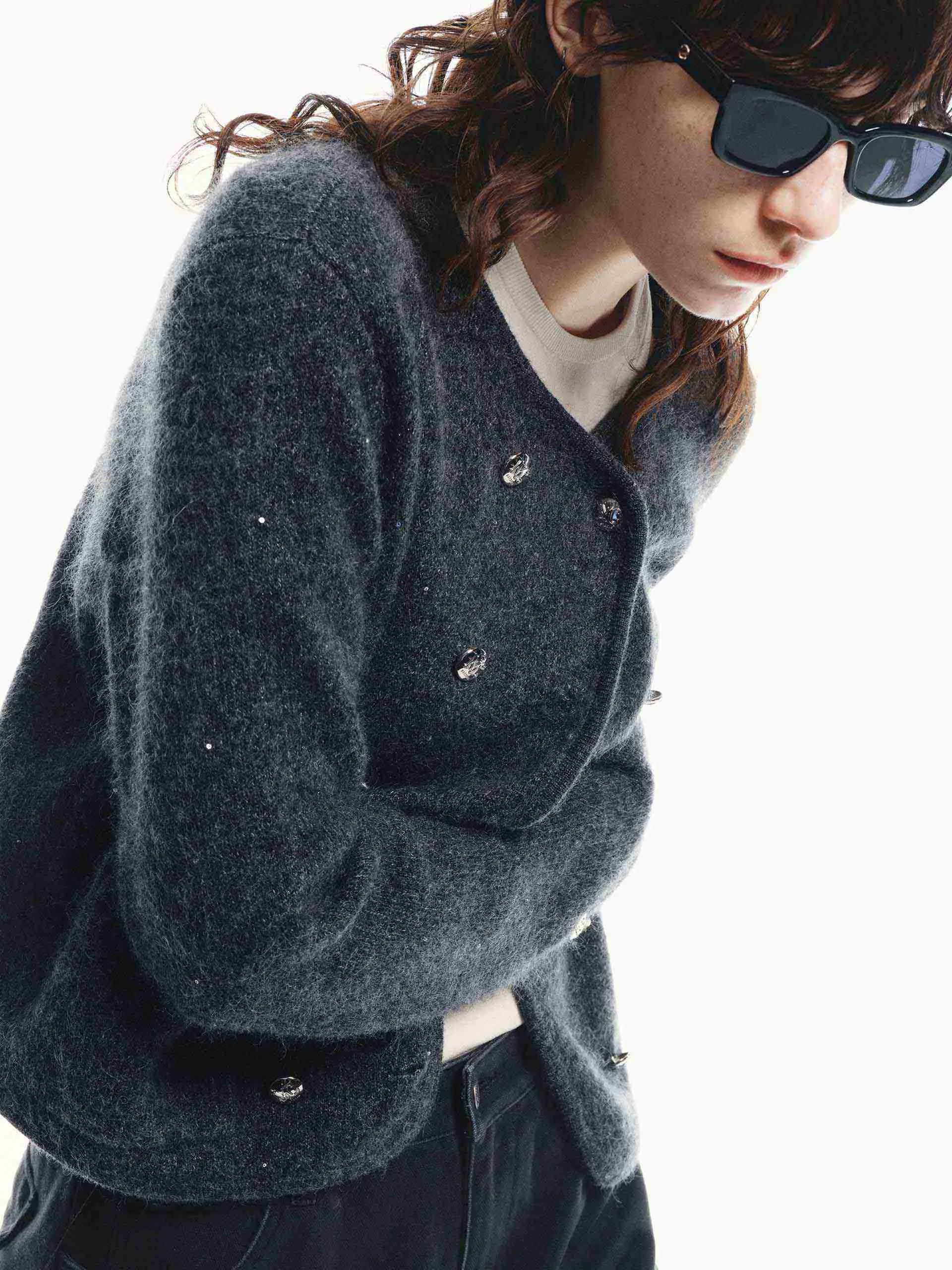 Double Breasted Cropped Cardigan sold by Mo&Co product image thumbnail 5