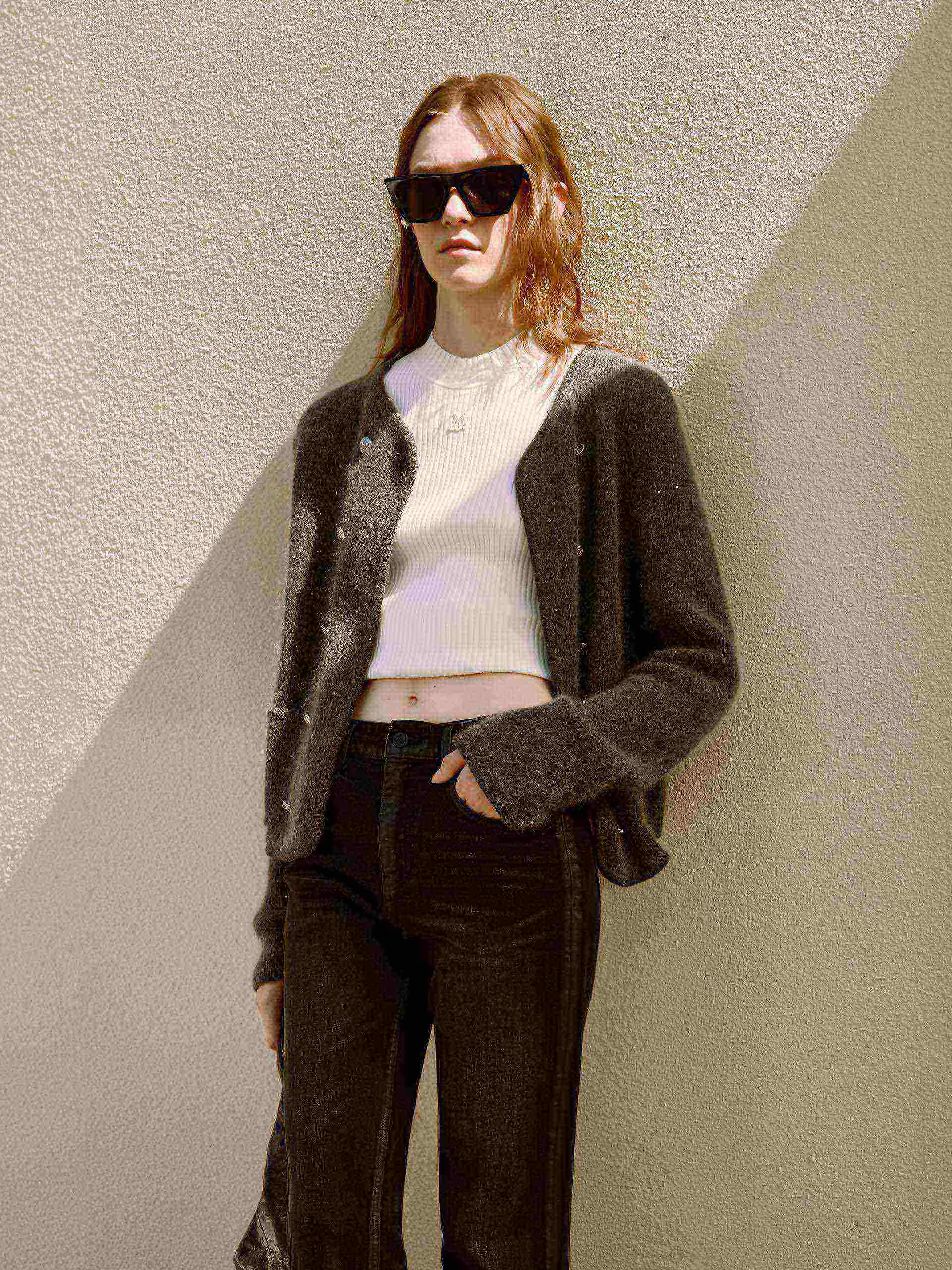 Double Breasted Cropped Cardigan sold by Mo&Co