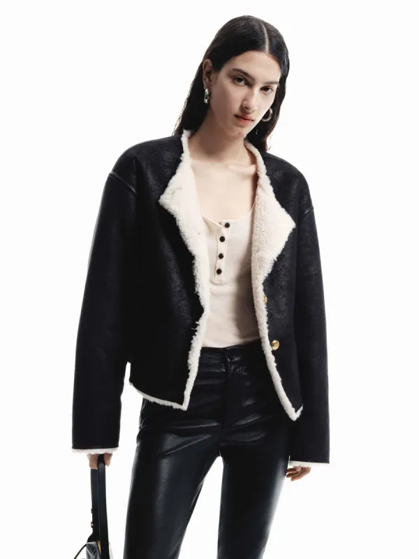 Shearling Cropped Jacket sold by Mo&Co