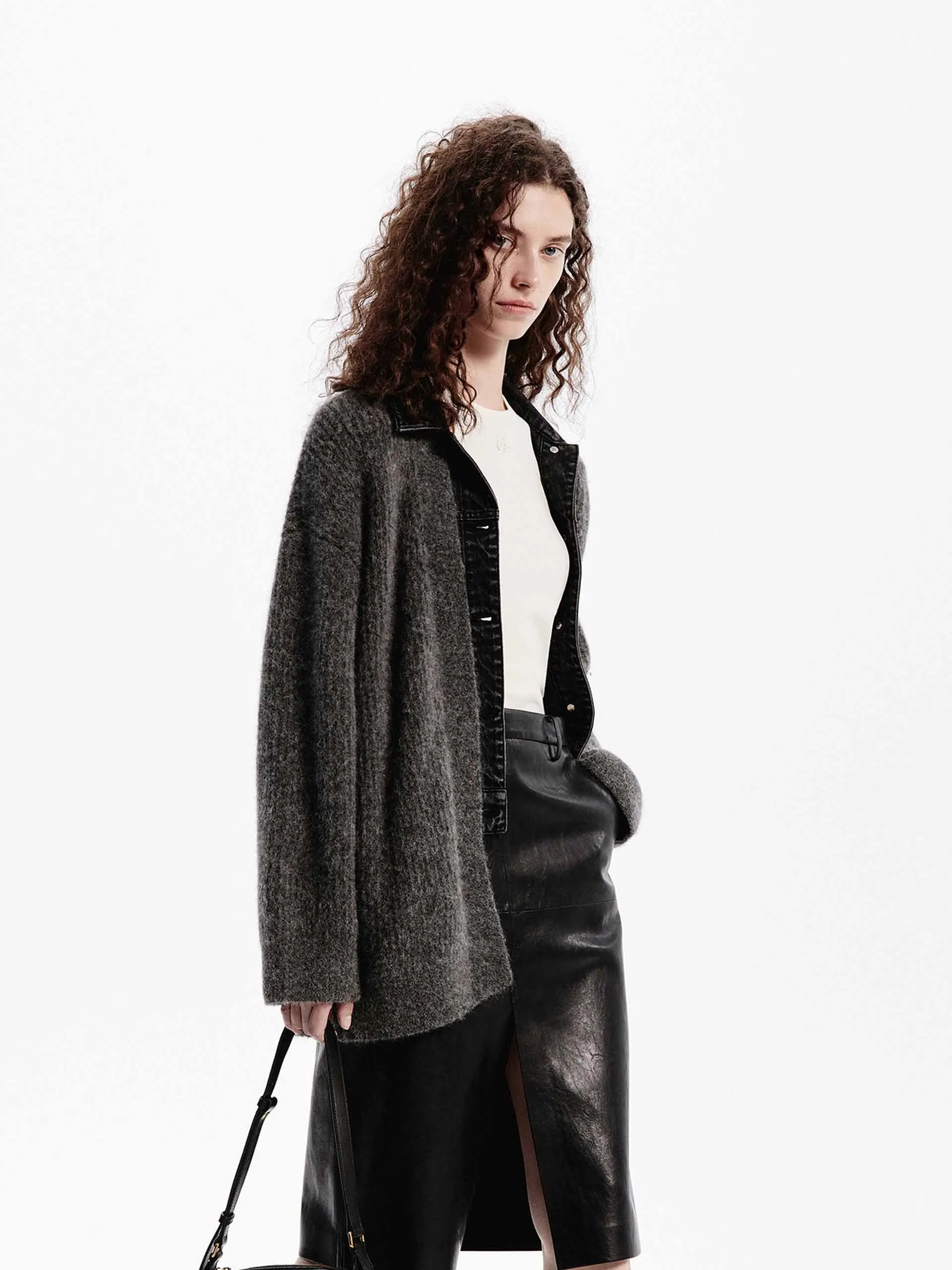 Paneled Detail Loose Cardigan sold by Mo&Co product image thumbnail 5