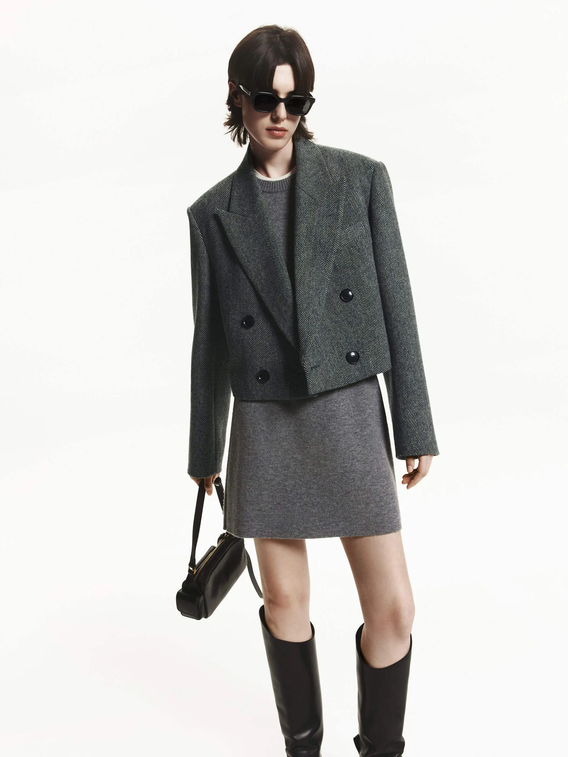 Herringbone Cropped Blazer sold by Mo&Co product image thumbnail 2