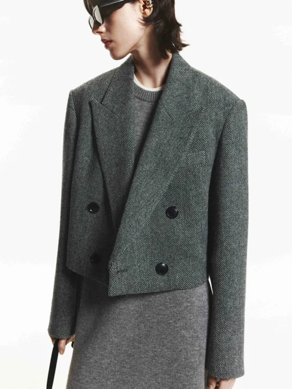 Herringbone Cropped Blazer sold by Mo&Co