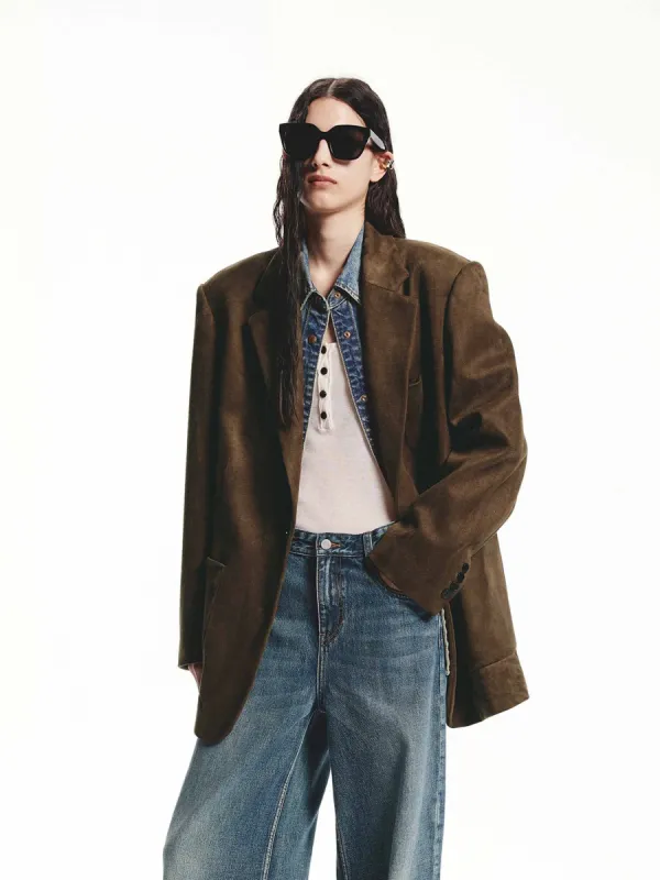 Oversized Suede Blazer sold by Mo&Co