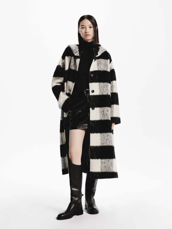 Wool Blend Plaid Long Coat sold by Mo&Co