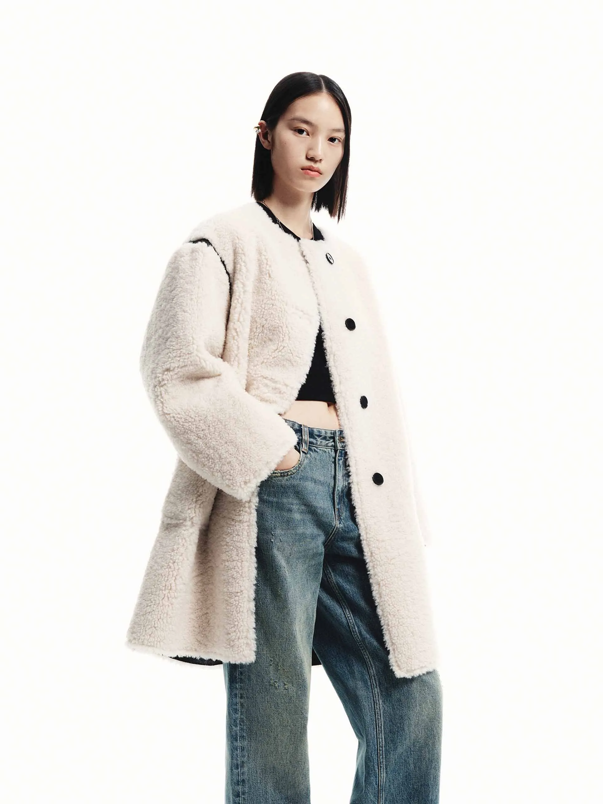 Faux Shearling Midi Coat sold by Mo&Co product image thumbnail 5