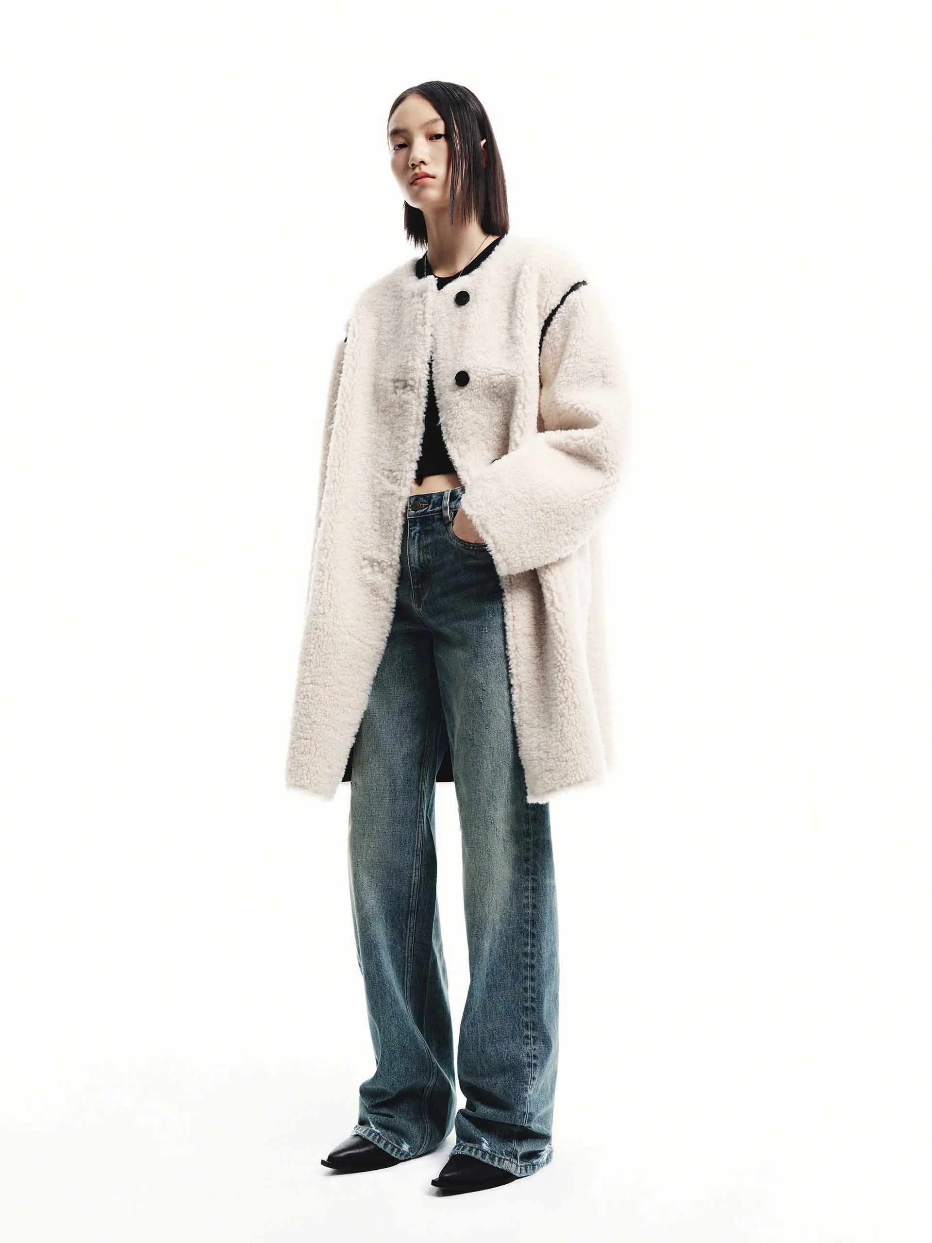Faux Shearling Midi Coat sold by Mo&Co product image thumbnail 4