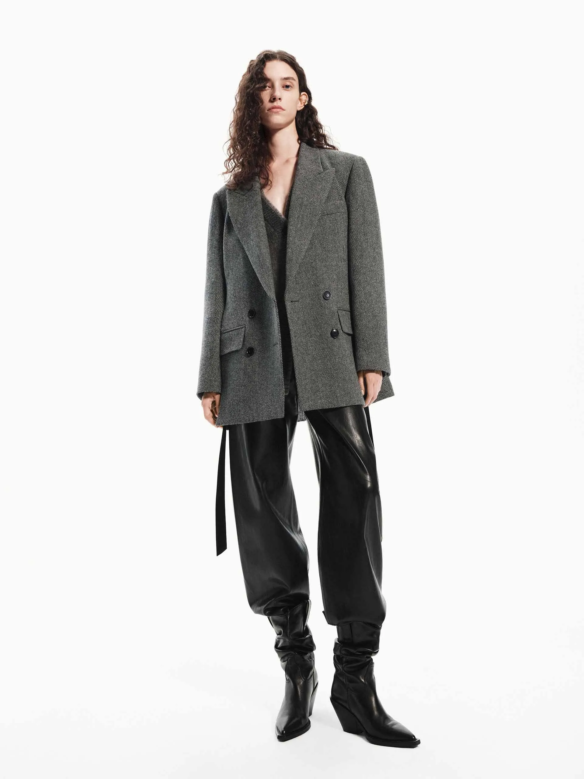 Herringbone Structured Coat sold by Mo&Co product image thumbnail 2