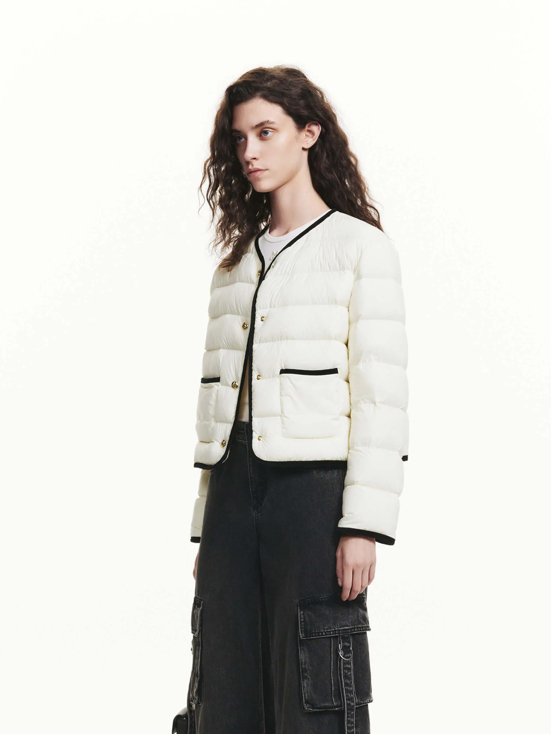 Contrast Quilted Cropped Jacket sold by Mo&Co product image thumbnail 5