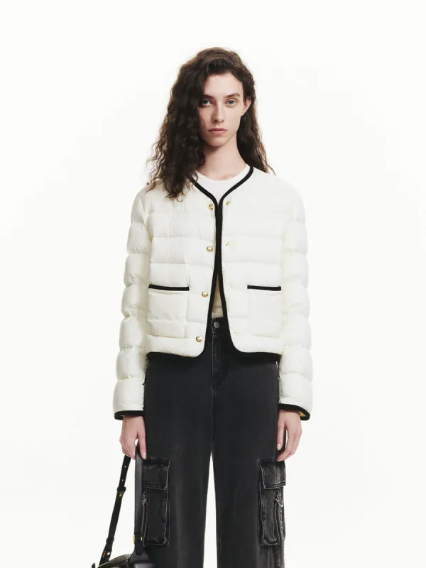 Contrast Quilted Cropped Jacket sold by Mo&Co