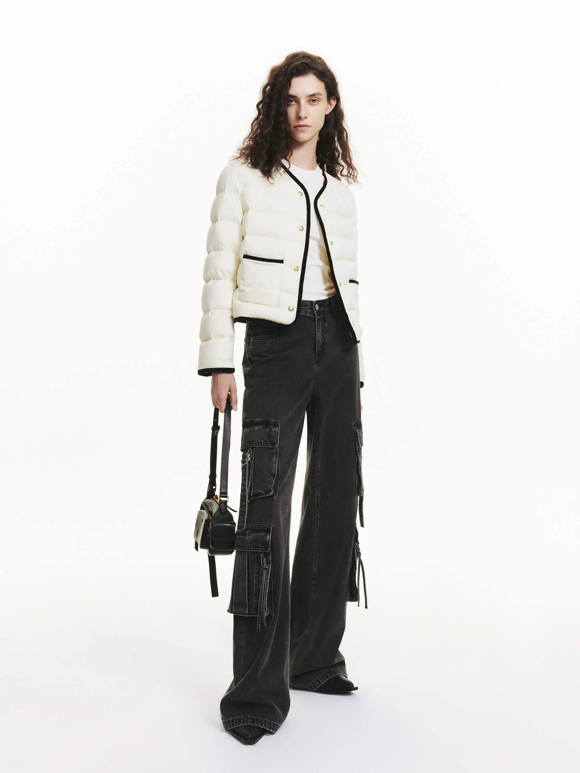 Contrast Quilted Cropped Jacket sold by Mo&Co product image thumbnail 2