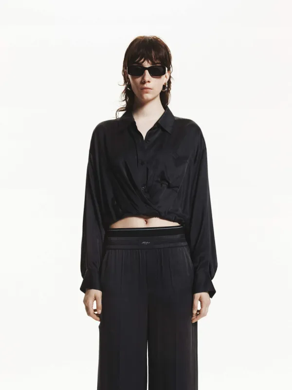 Silk Blend Cropped Shirt sold by Mo&Co