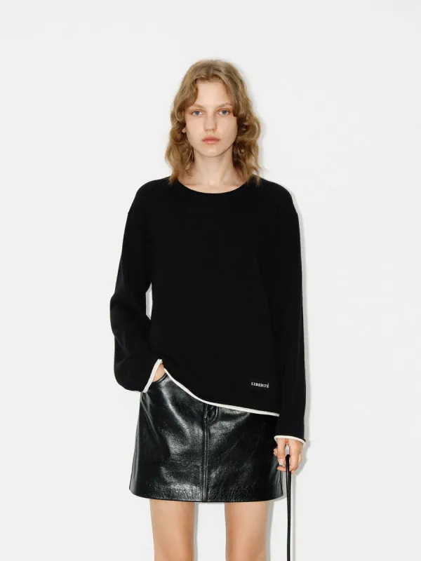 Contrast Detail Loose Sweater sold by Mo&Co