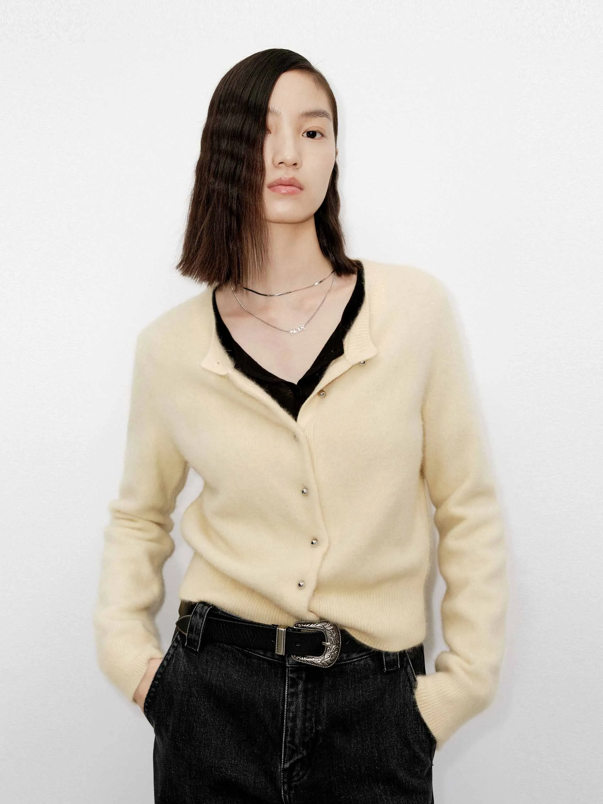 Wool Blend Button Cardigan sold by Mo&Co