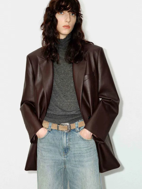 Oversized Leather Blazer sold by Mo&Co