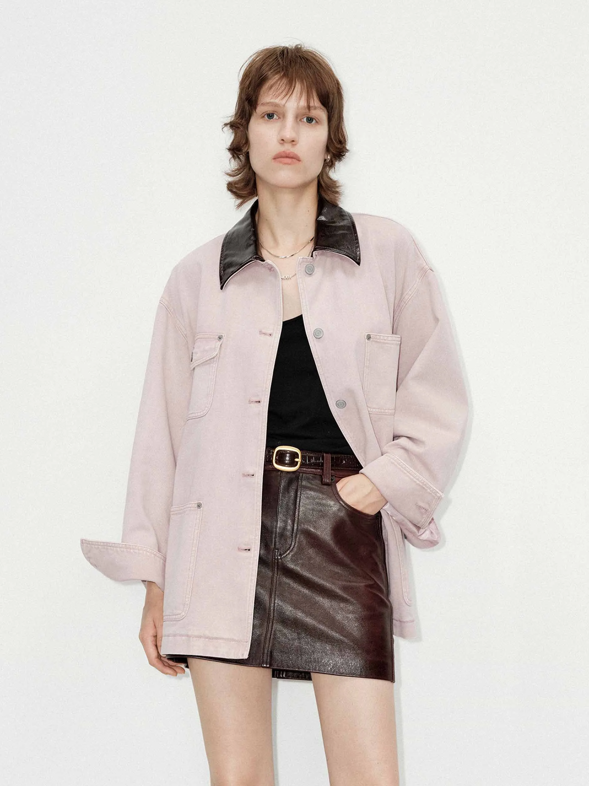 Pu Collar Cotton Jacket sold by Mo&Co