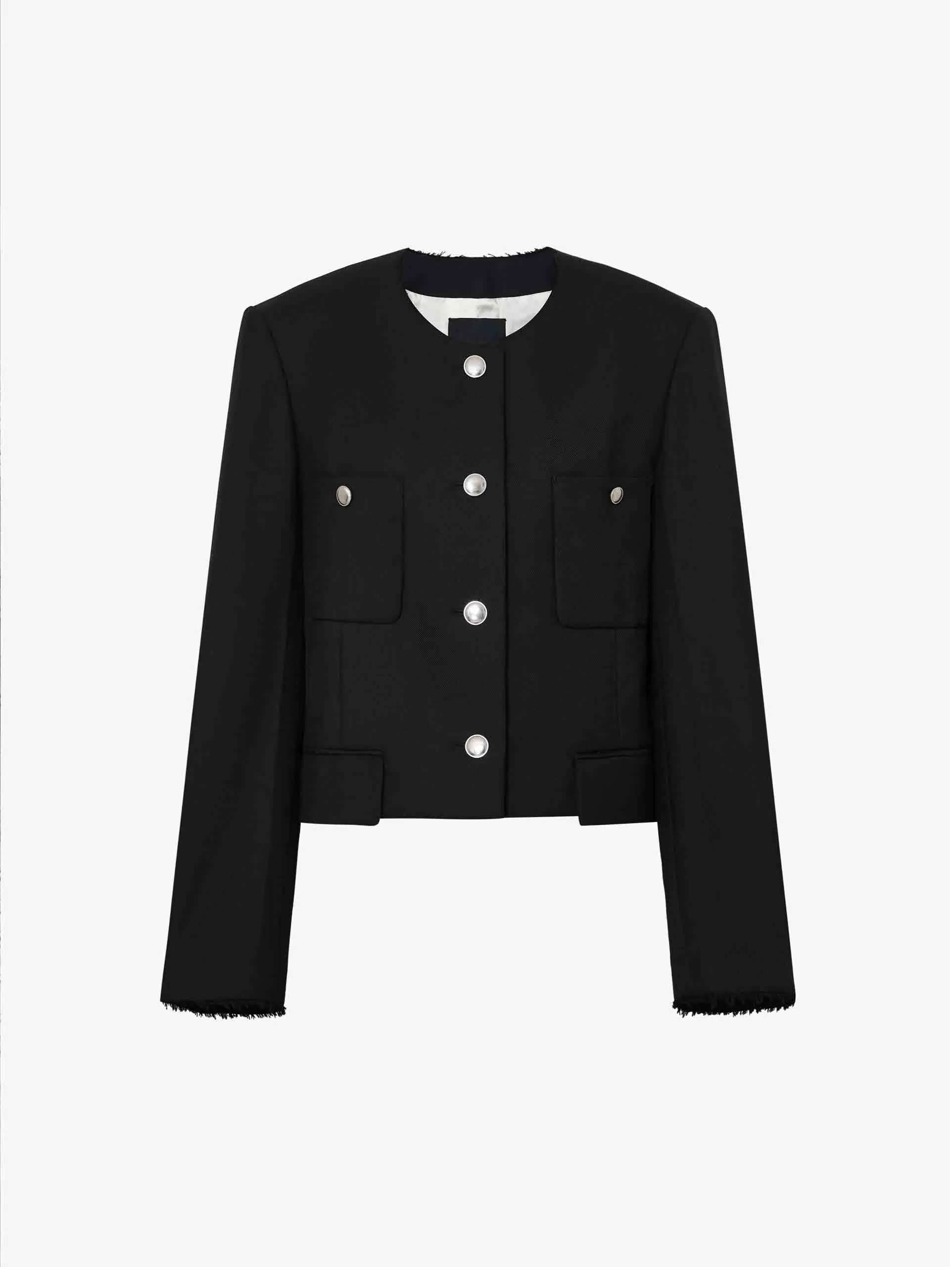 Boxy Fit Collarless Jacket sold by Mo&Co product image thumbnail 5