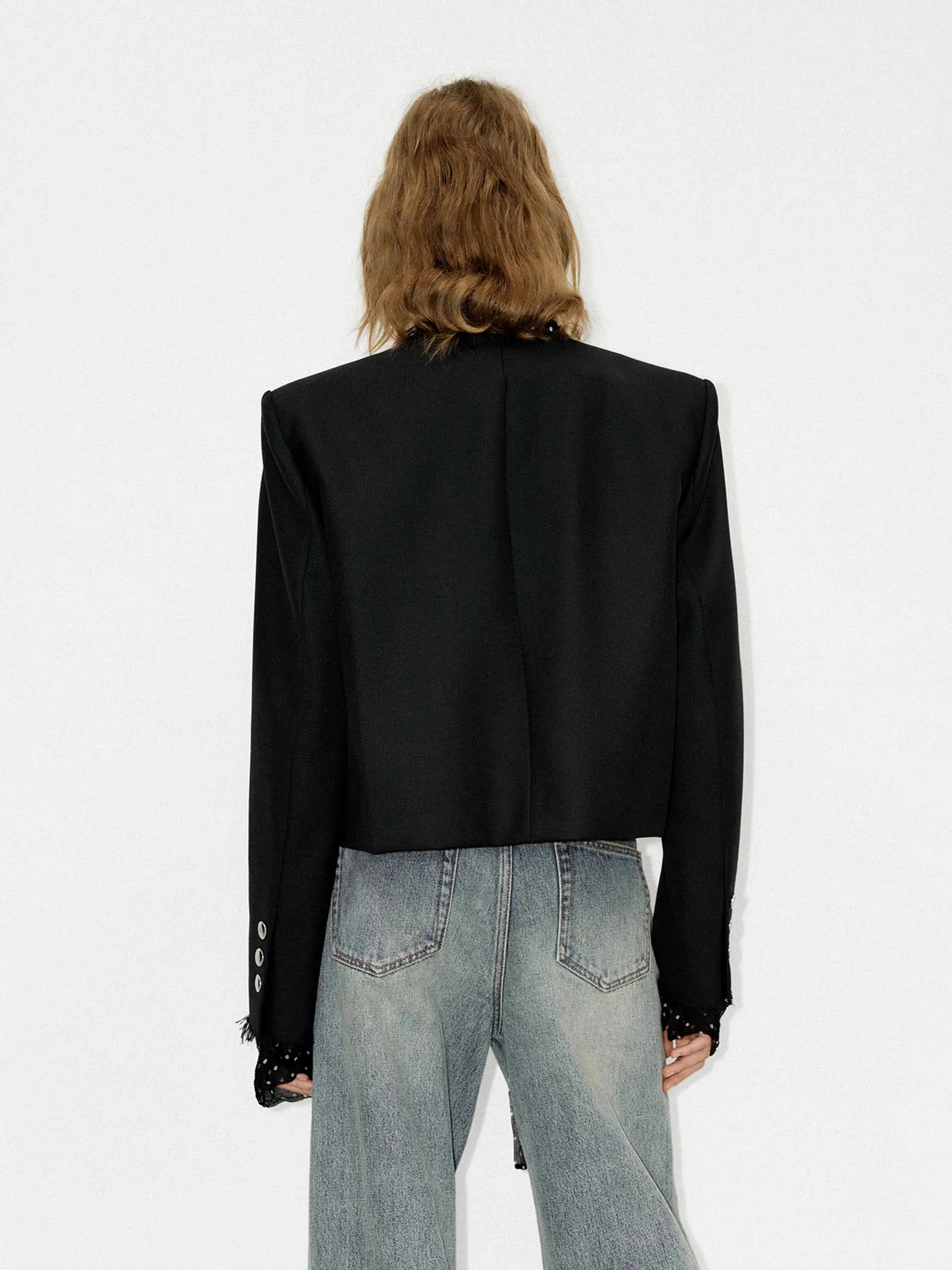 Boxy Fit Collarless Jacket sold by Mo&Co product image thumbnail 3