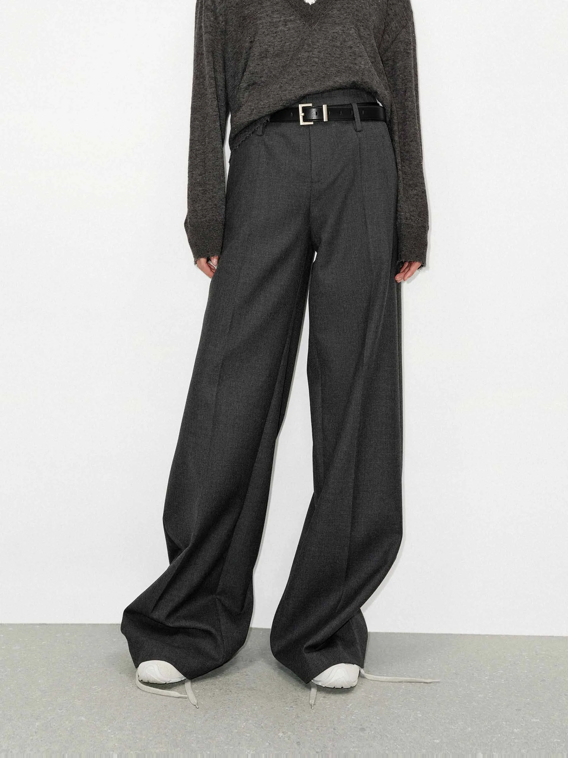 Wool Blend Belted Pants sold by Mo&Co
