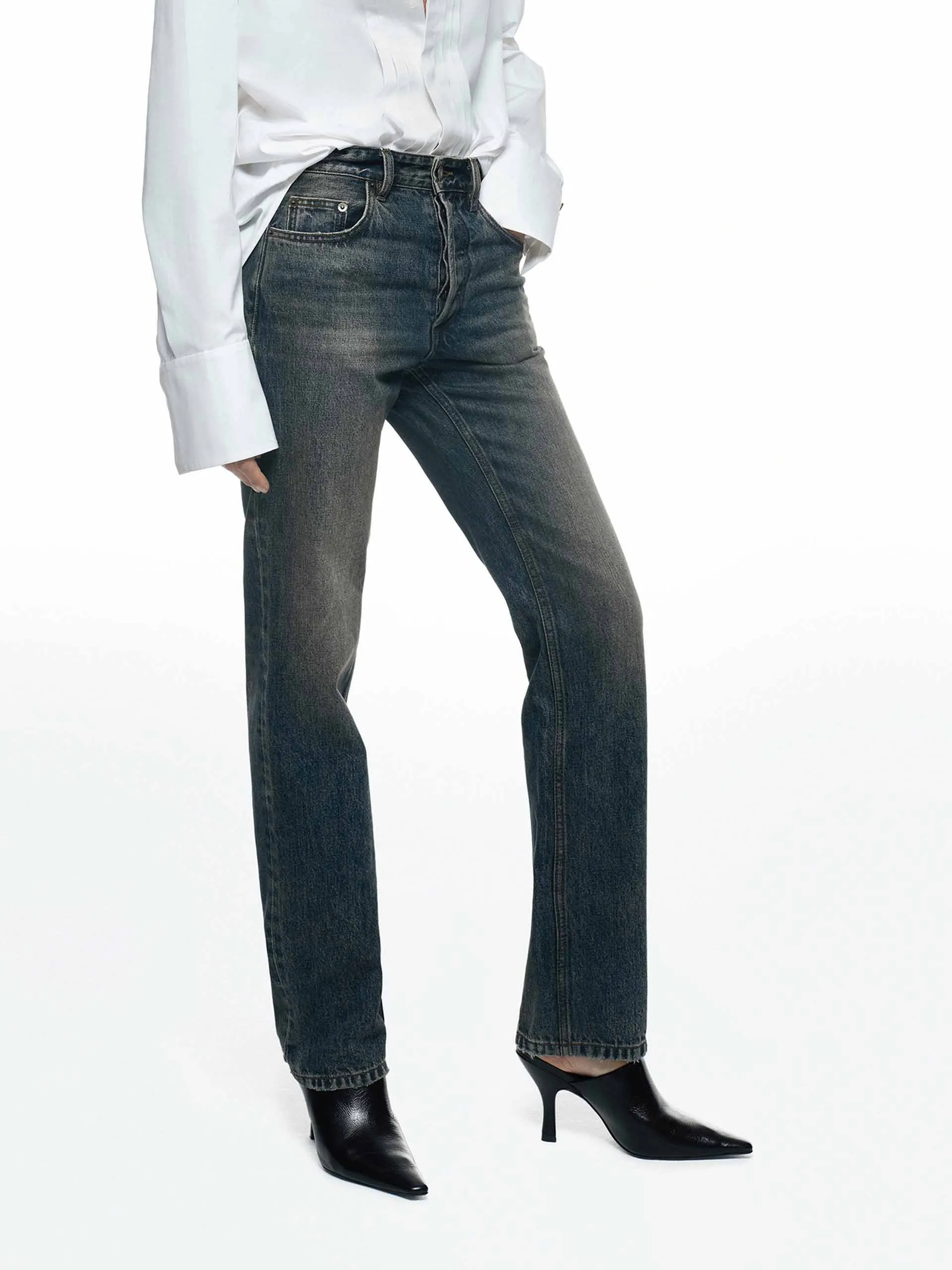 Vintage Washed Cotton Jeans sold by Mo&Co product image thumbnail 3