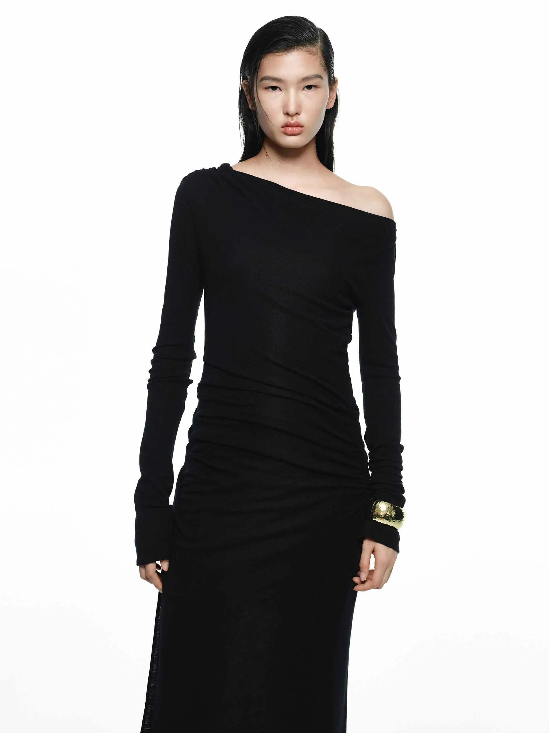 Side Slit Wool Dress sold by Mo&Co product image thumbnail 3