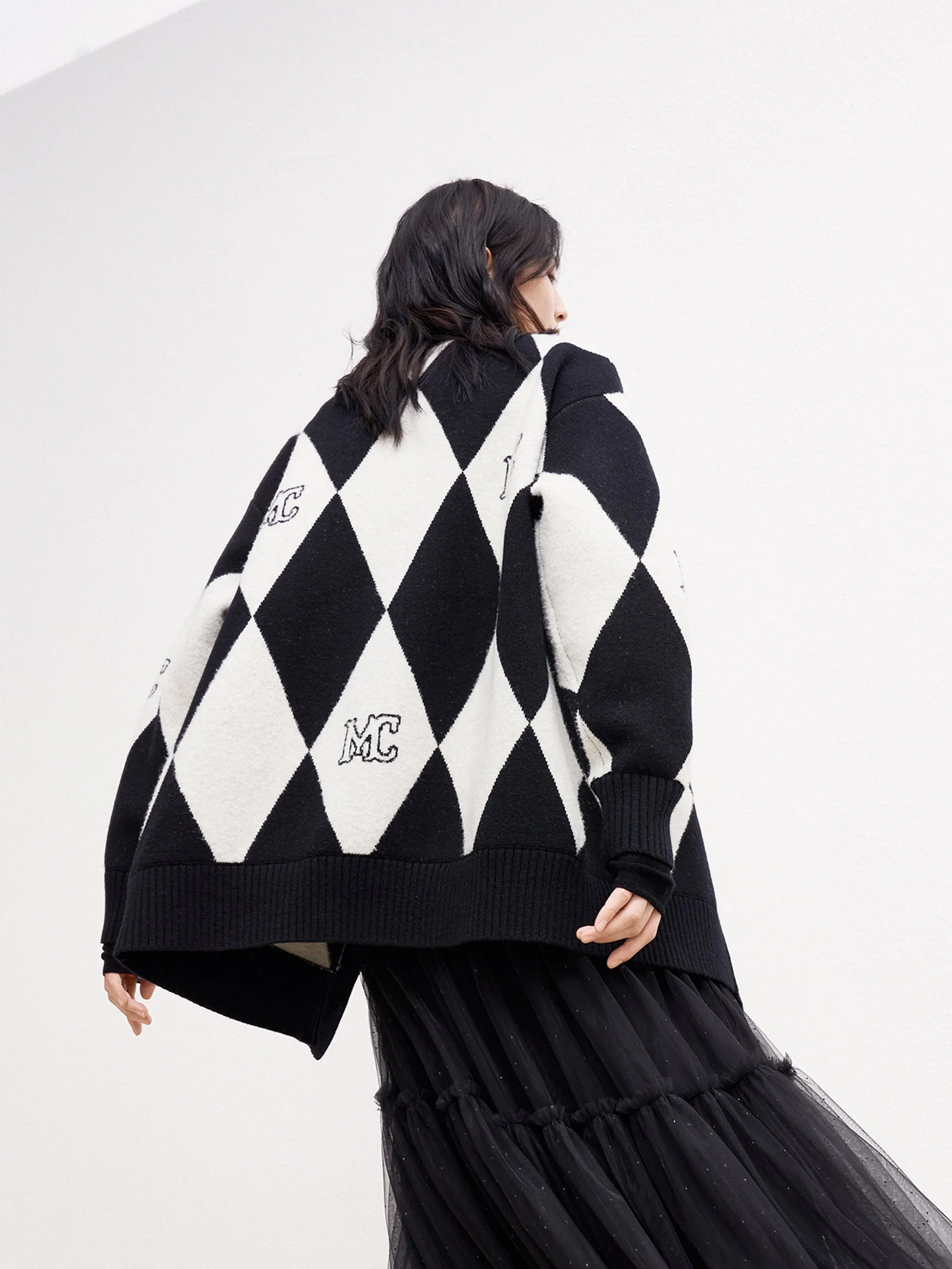 Wool Blend Check Cardigan sold by Mo&Co product image thumbnail 5