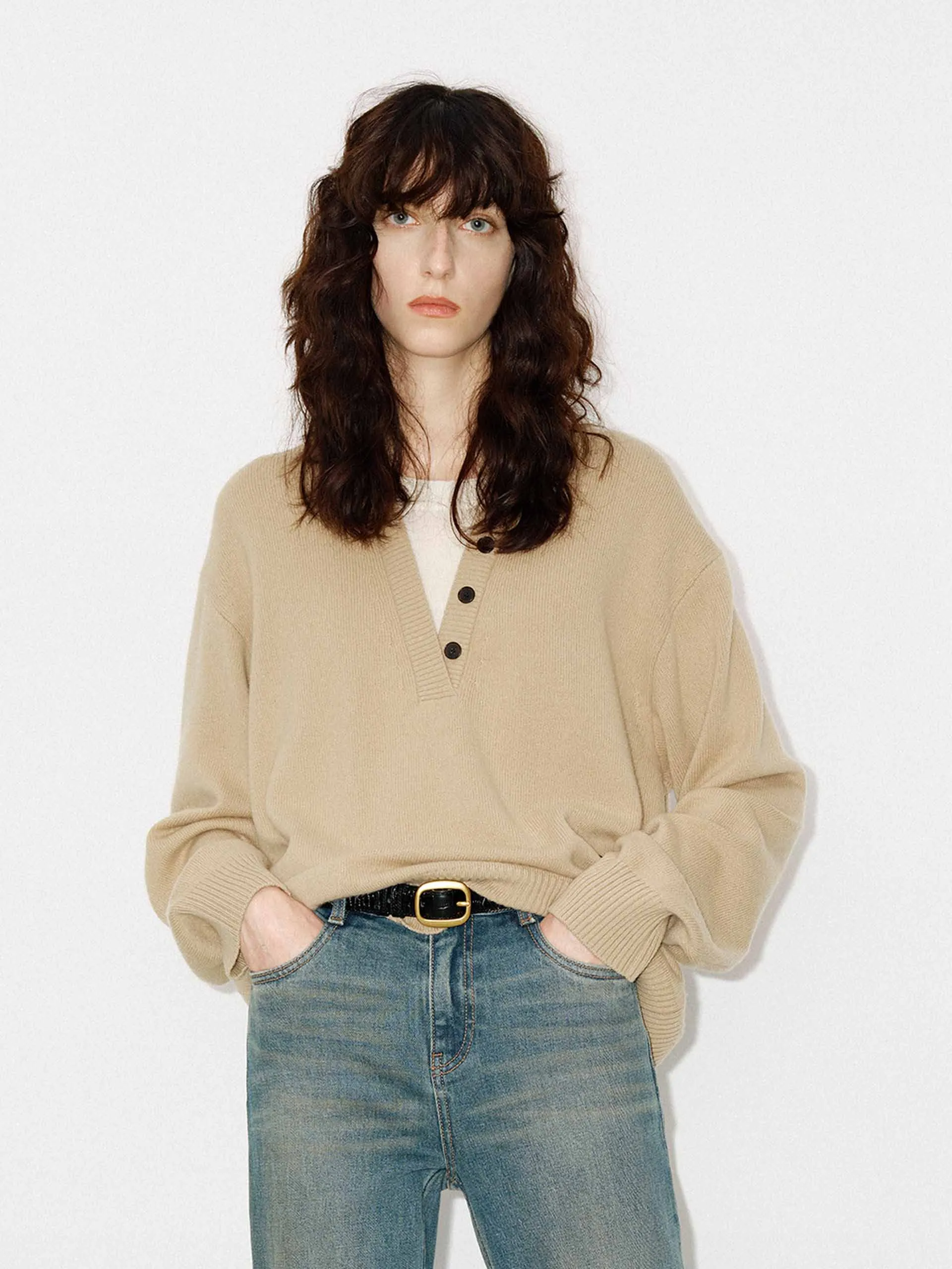 V-neck Loose Sweater sold by Mo&Co