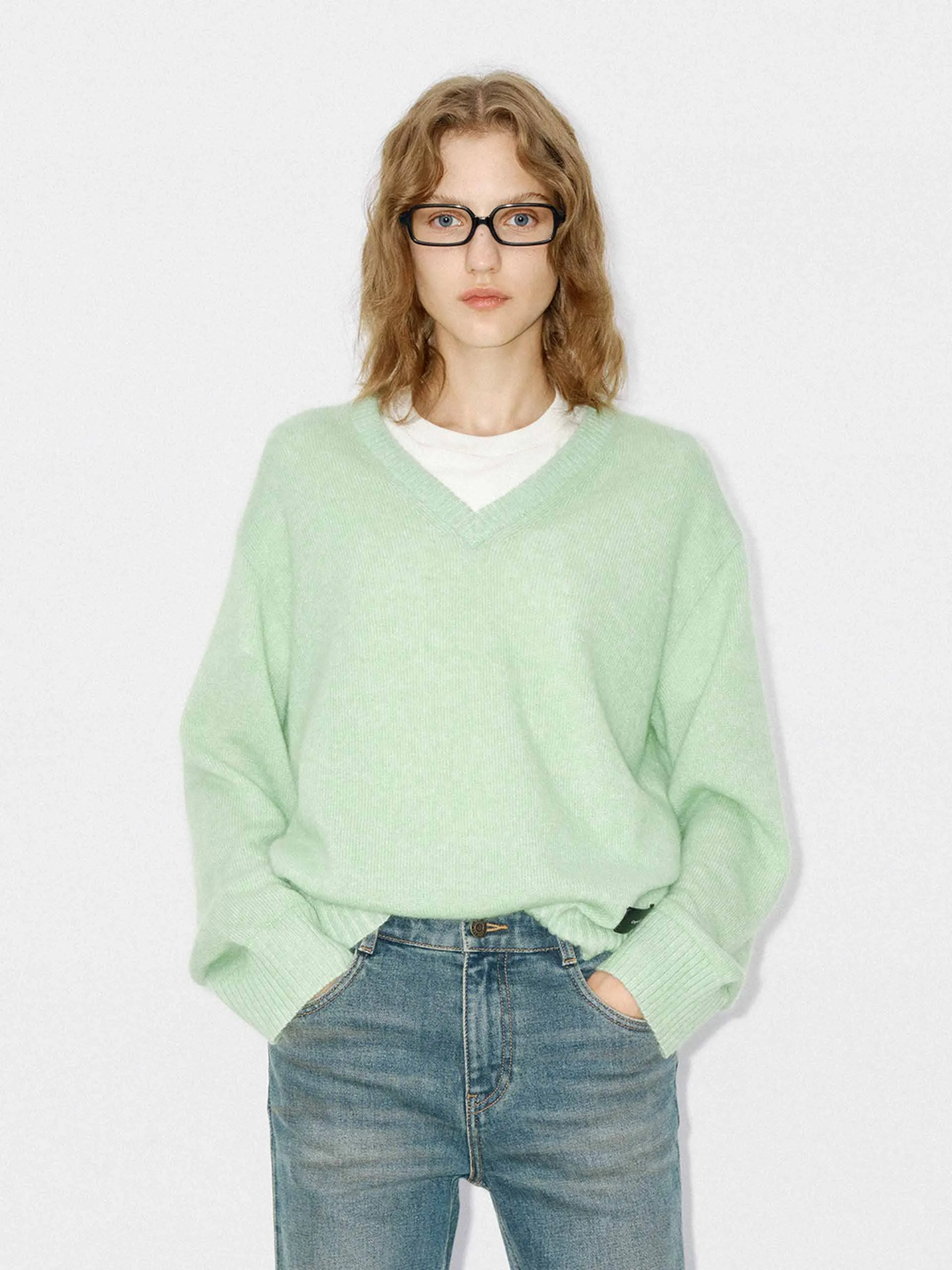 V-neck Loose Sweater sold by Mo&Co
