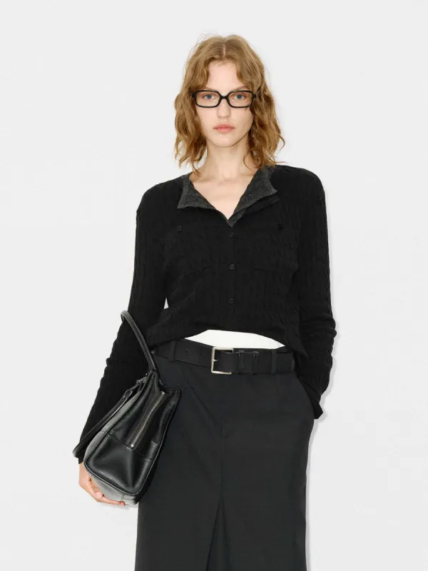 Button Closure Wool Cardigan sold by Mo&Co