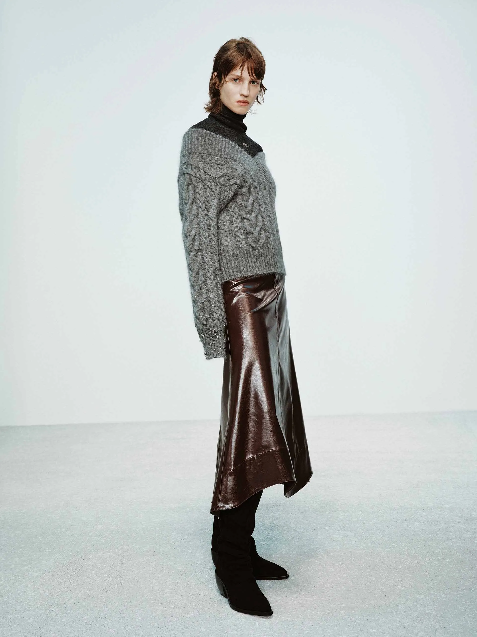 Leather A-line Cut Skirt sold by Mo&Co product image thumbnail 2