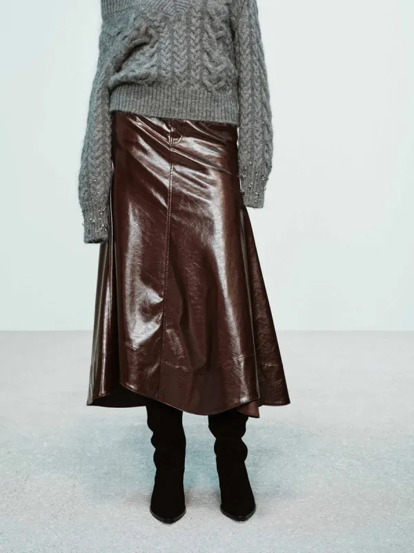 Leather A-line Cut Skirt sold by Mo&Co