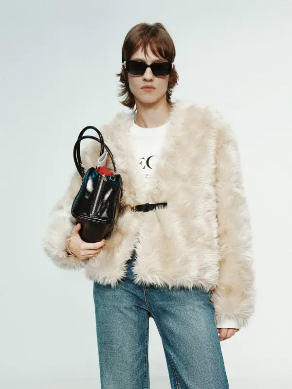 Buckle Faux Fur Coat sold by Mo&Co