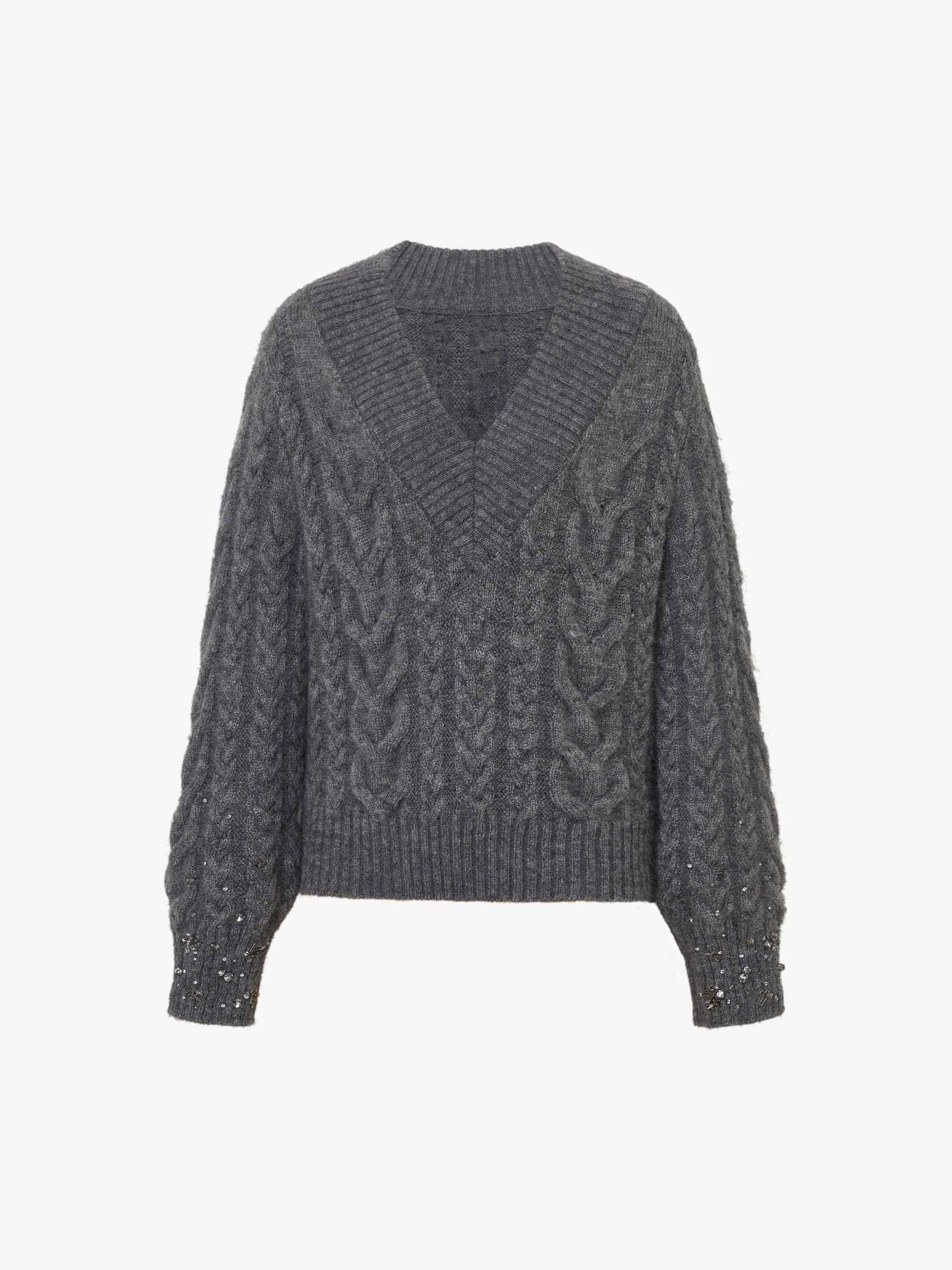V-neck Cable Knit Sweater sold by Mo&Co product image thumbnail 5