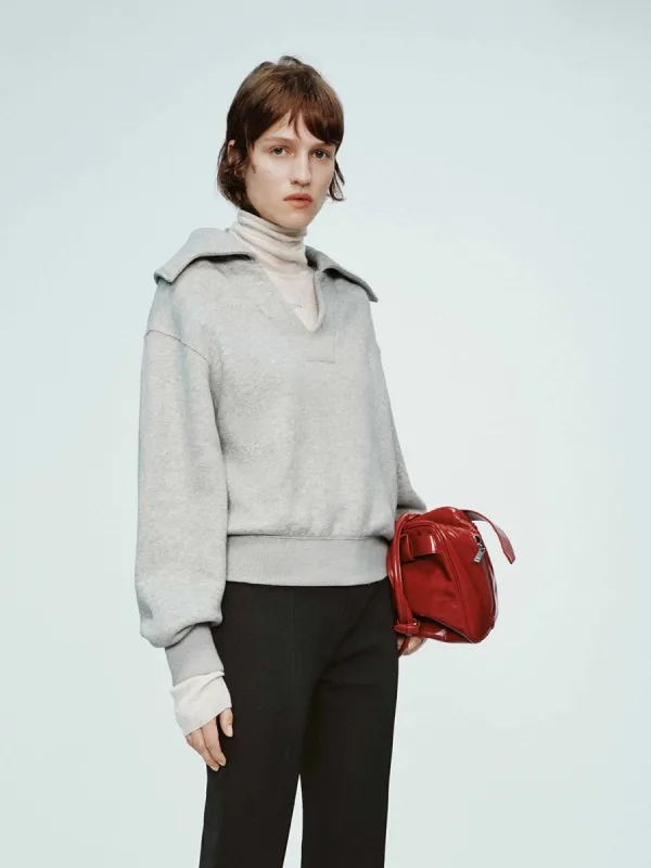 Navy Collar Cotton Sweatshirt sold by Mo&Co