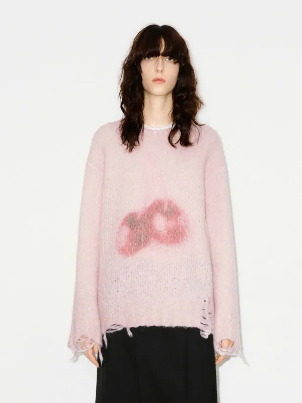 Ripped Detail Fluffy Sweater sold by Mo&Co