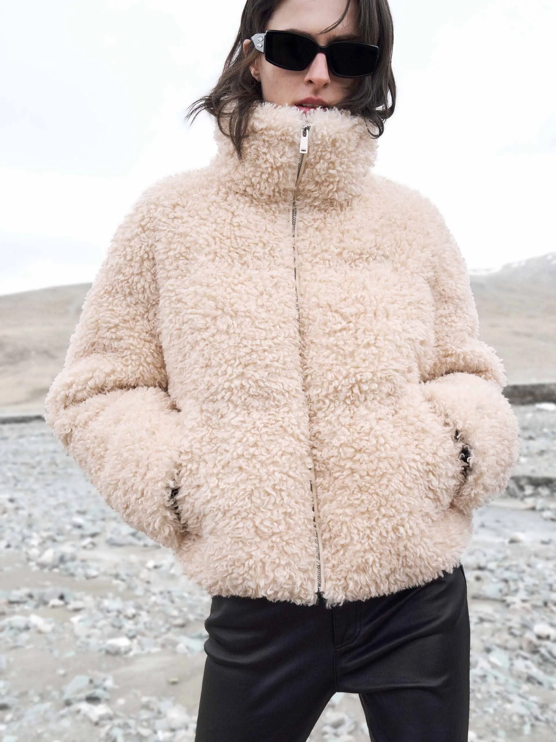 Faux Shearling Quilted Jacket sold by Mo&Co