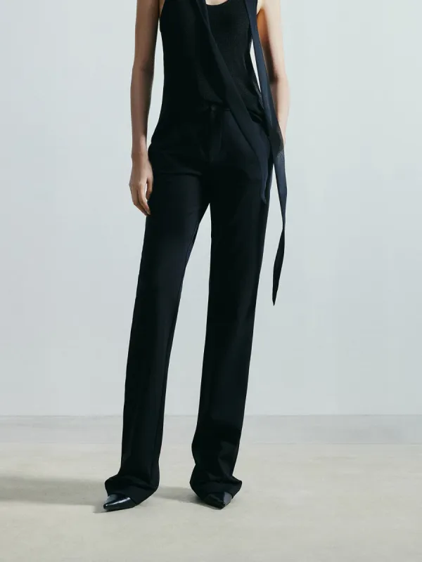 Mid Waist Straight Pants sold by Mo&Co