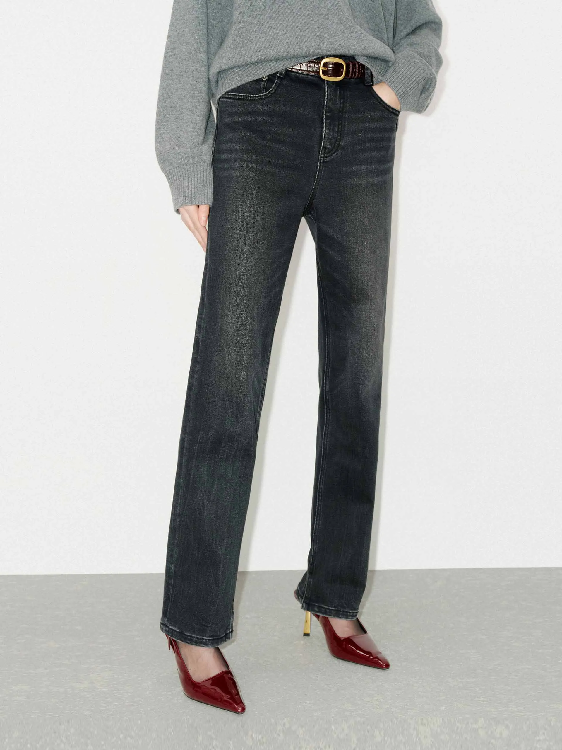 Cotton Blend Fitted Jeans sold by Mo&Co