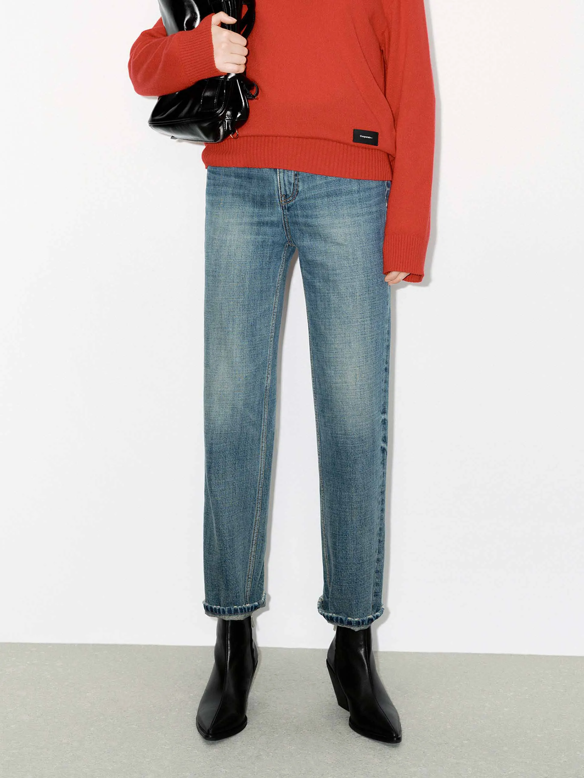 Cotton Blend Ankle Jeans sold by Mo&Co