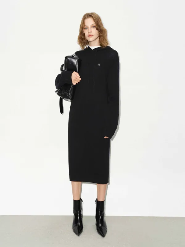 Wool Hood Midi Dress sold by Mo&Co