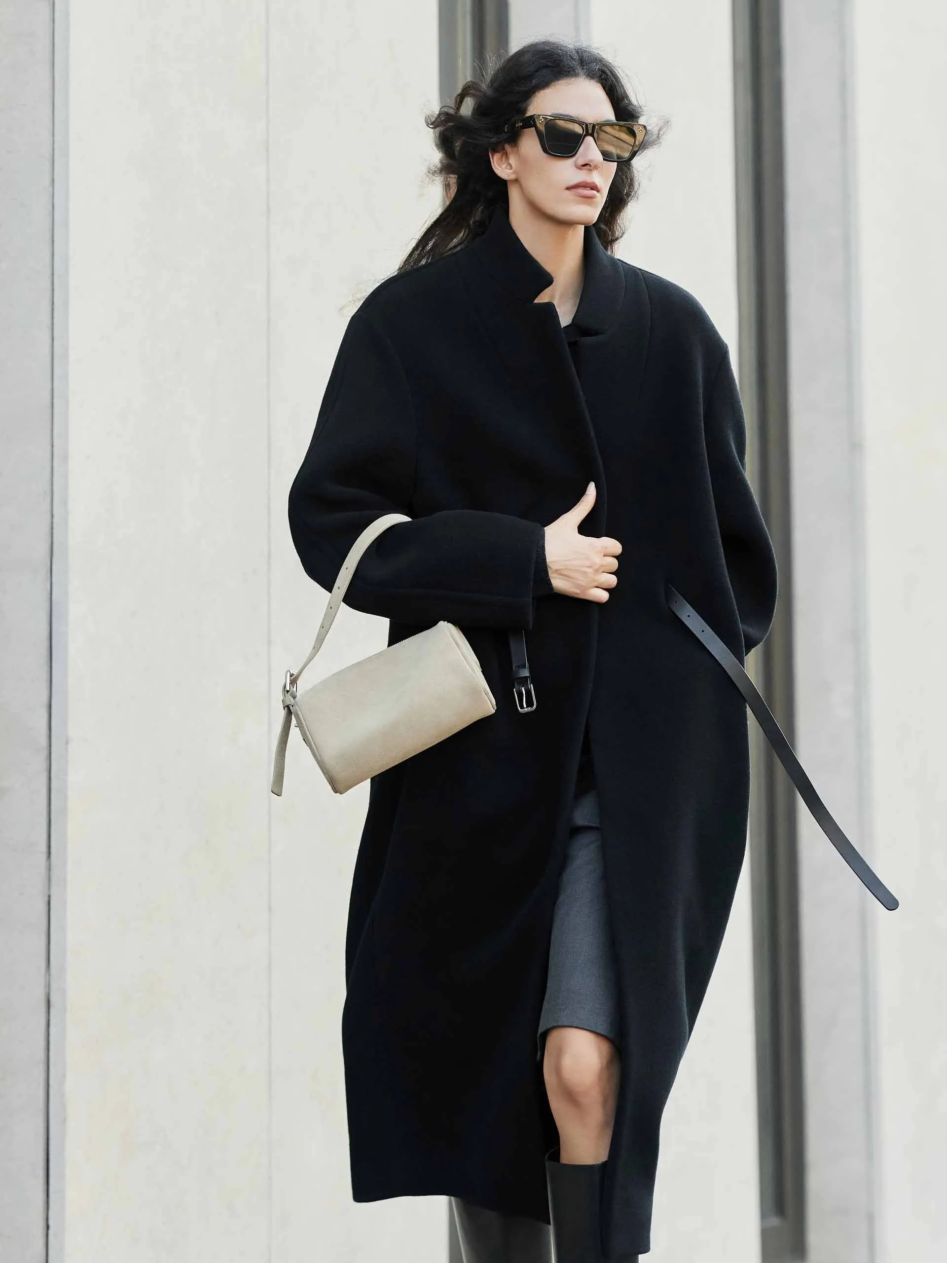 Merino Wool Belted Overcoat sold by Mo&Co