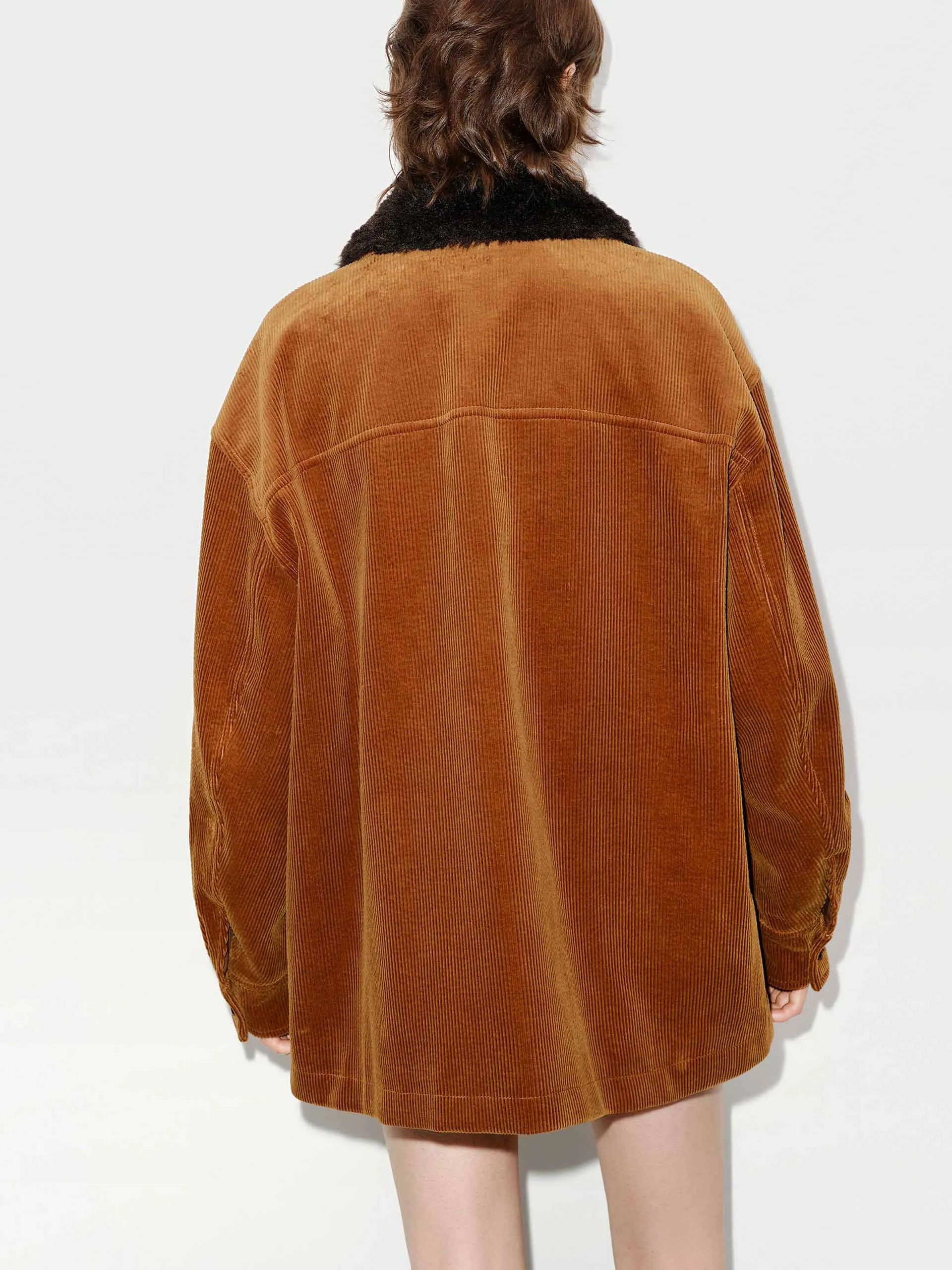 Contrast Collar Corduroy Coat sold by Mo&Co product image thumbnail 4