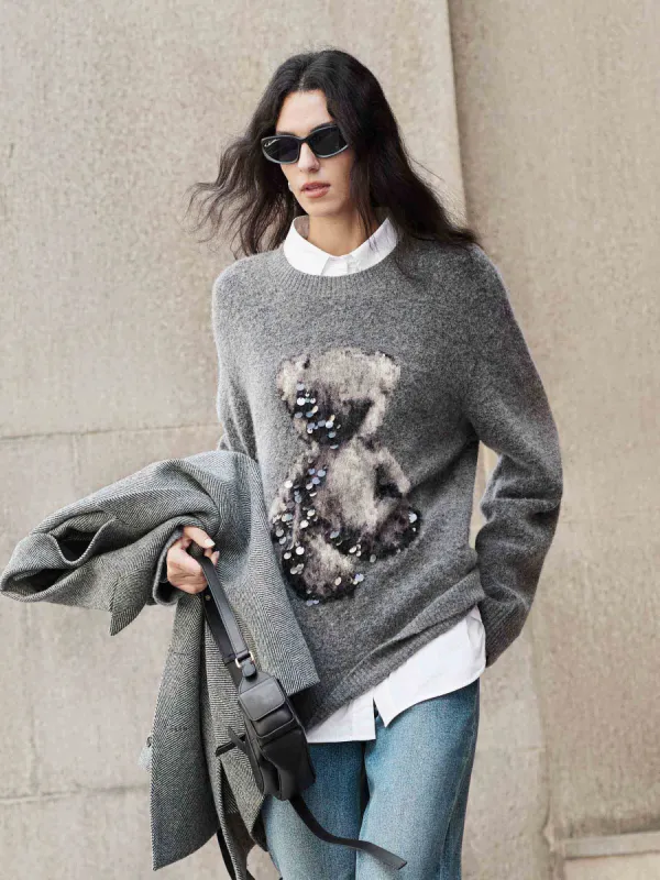 Wool Blend Teddy Sweater sold by Mo&Co