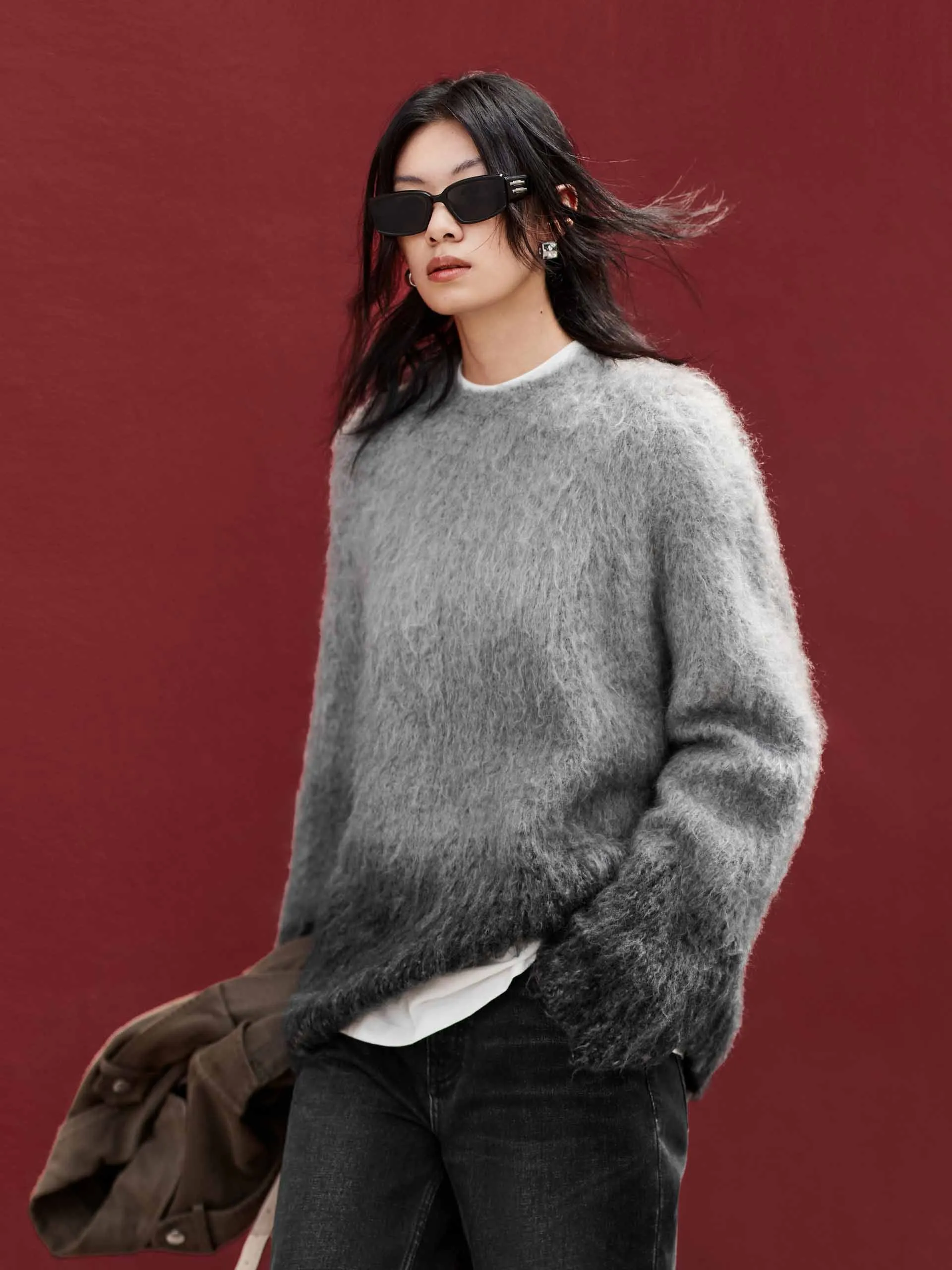 Gradient Detail Fluffy Sweater sold by Mo&Co